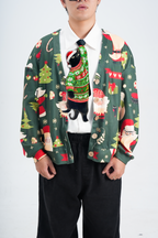 Christmas Novelty Noel Cat - Shaped Tie – Noel Cat Design In Taffeta Silk  – Funny Gift for Men – Tie Accessories