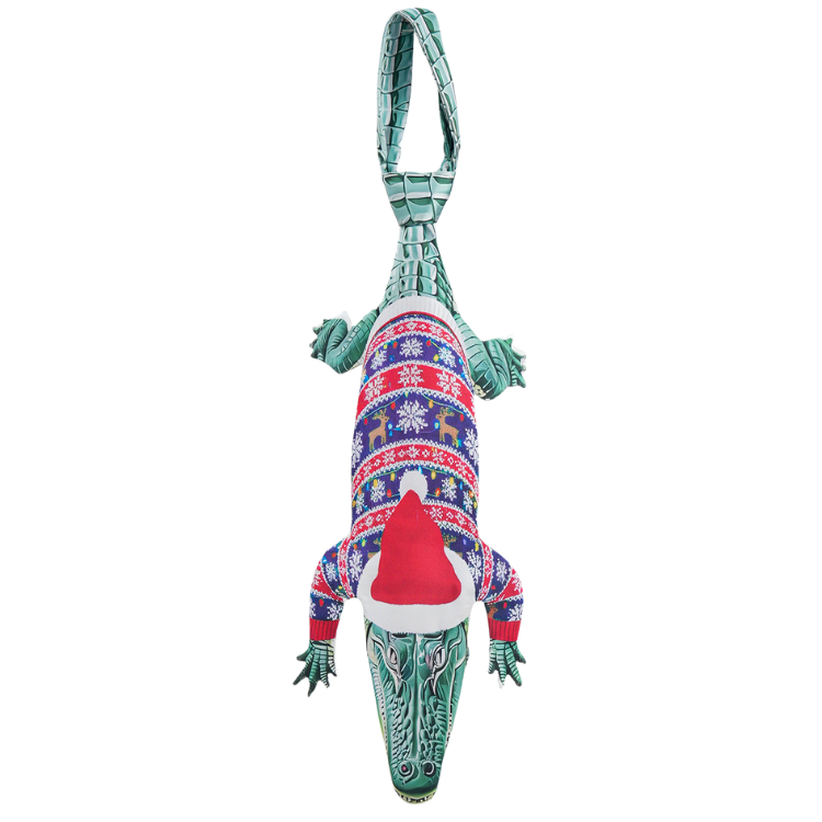 Christmas Novelty Tie – Alligator Shape in Taffeta Silk – Funny Holiday Gift for Men