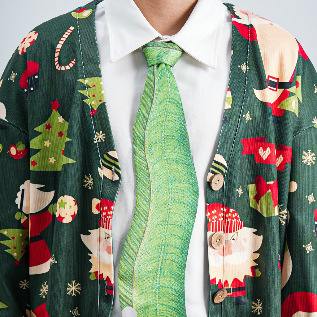 Christmas Novelty Fish-Shaped Tie – Green Eel/Sea Fish Design – Funny Gift for Men – Tie Accessories