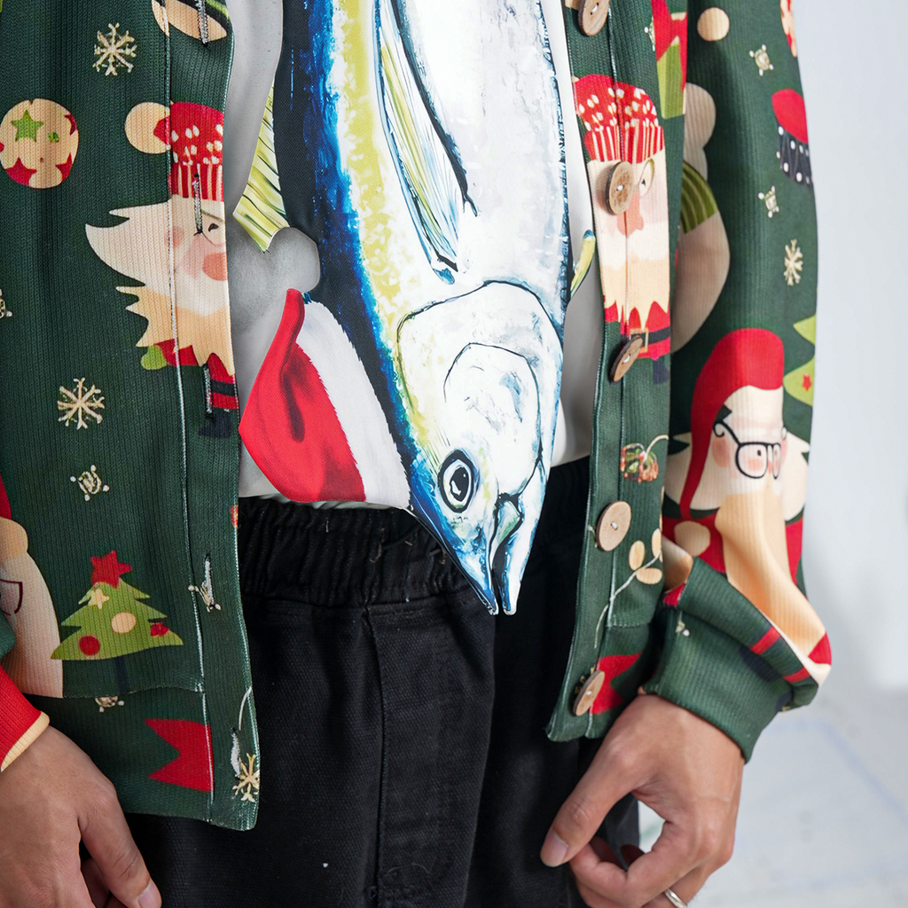 Christmas Novelty Tuna Tie – Animals Fish Shape in Taffeta Silk – Funny Holiday Gift for Men