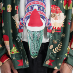 Christmas Novelty Tie – Alligator Shape in Taffeta Silk – Funny Holiday Gift for Men