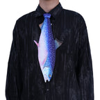 Animals Tie Shaped Novelty Tie, Blue Salmon fish Shaped Tie, Vintage Holiday Gift, Tie Gift, Tie Accessories
