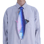 Animals Tie Shaped Novelty Tie, Blue Salmon fish Shaped Tie, Vintage Holiday Gift, Tie Gift, Tie Accessories